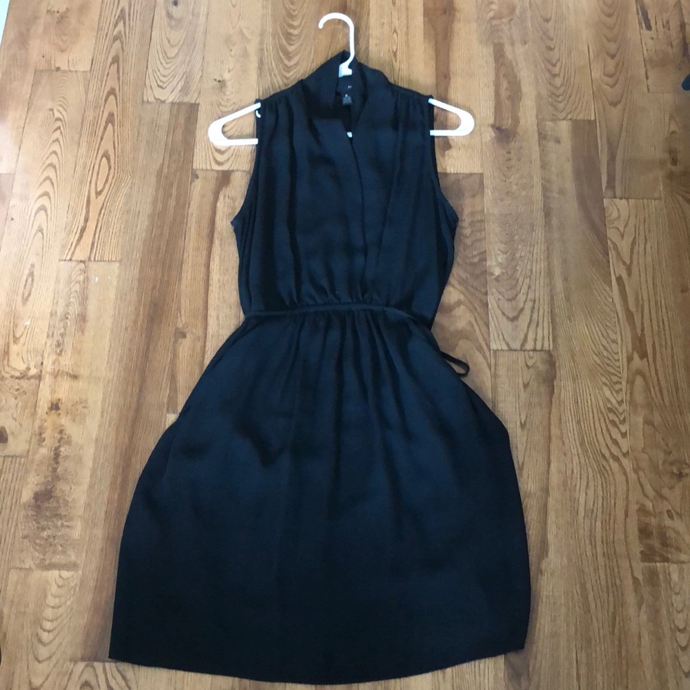 Aqua black tank top dress with belted waist